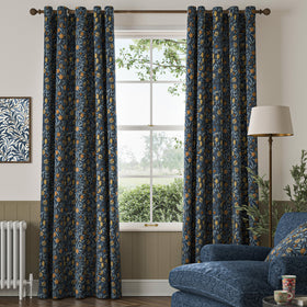 William Morris Fruit Velvet Made To Measure Curtains Midnight