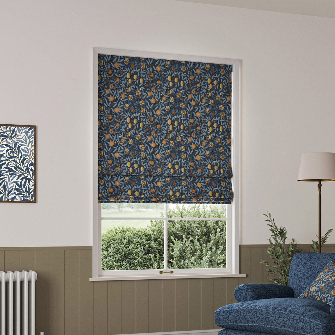 William Morris Fruit Velvet Made To Measure Roman Blind Midnight