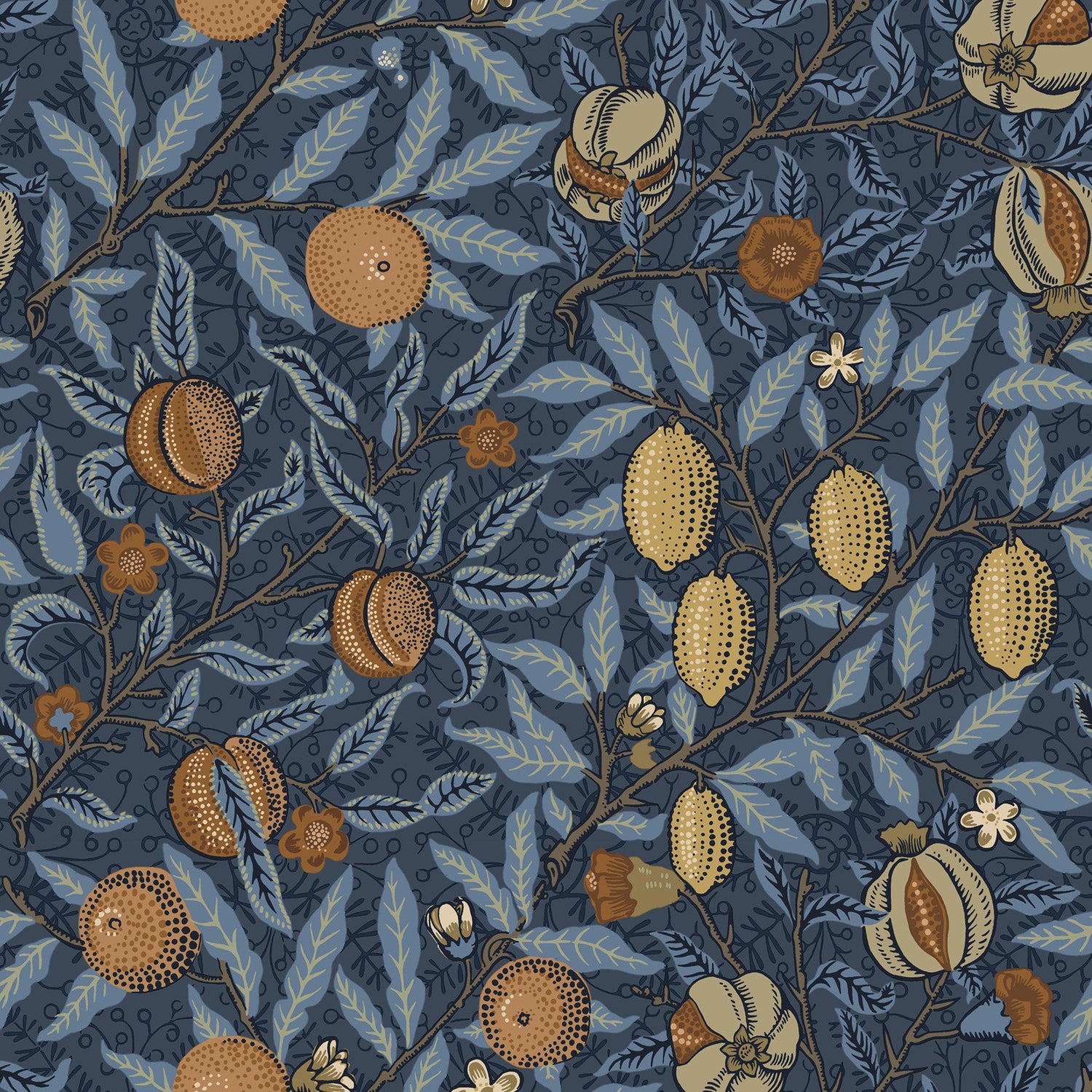 William Morris Fruit Velvet Made To Measure Curtains Midnight