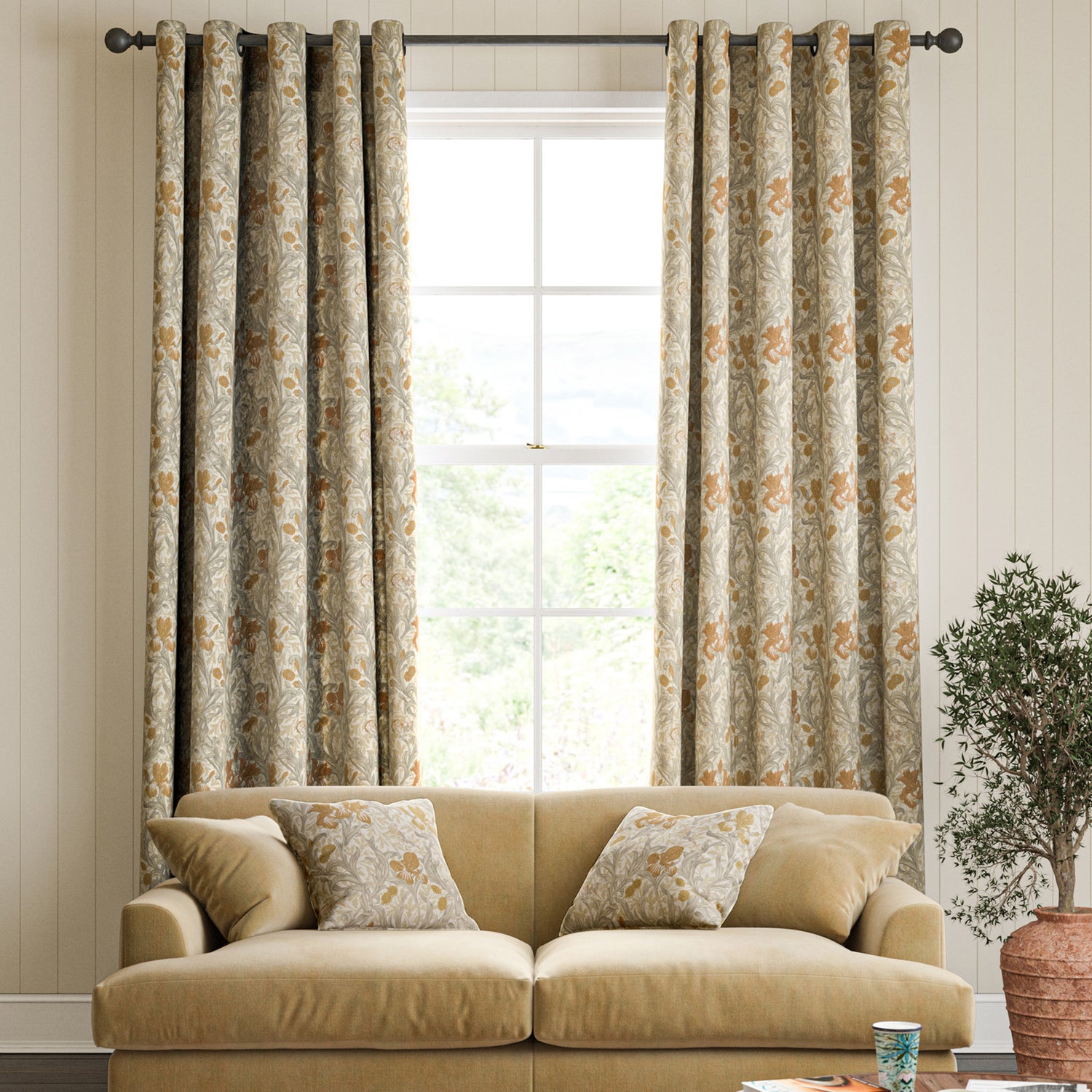 William Morris Iris Made To Measure Roman Blind Honey