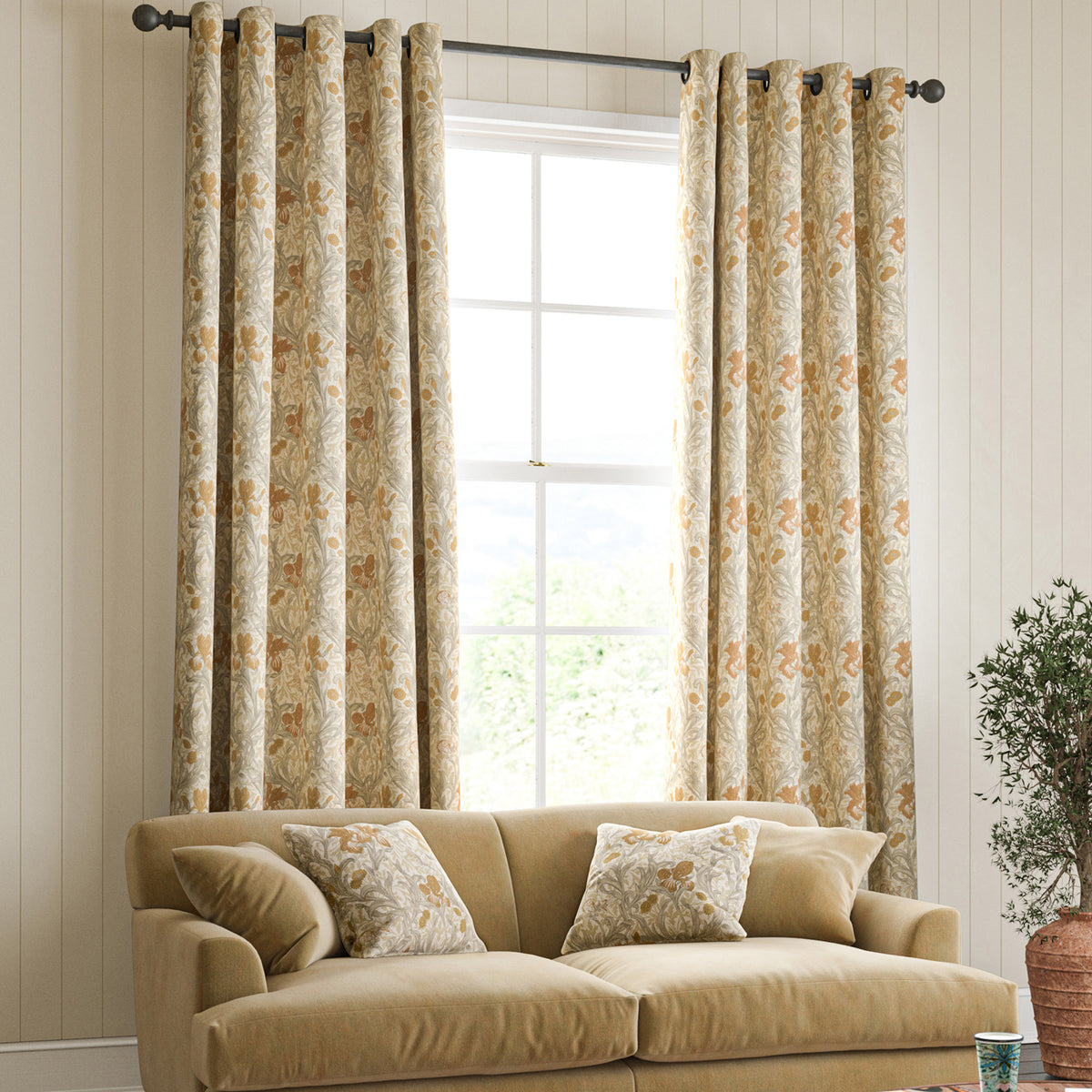 William Morris Iris Made To Measure Curtains Honey