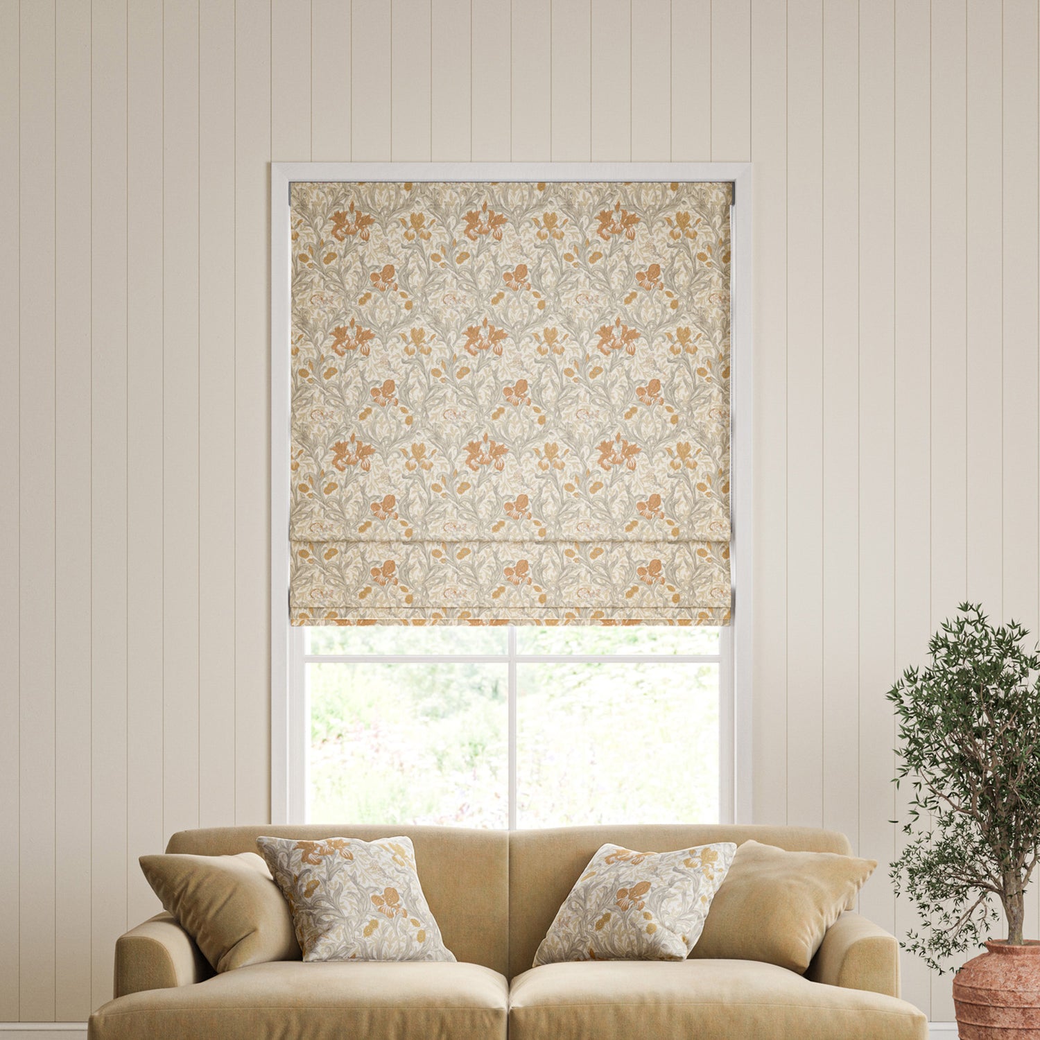 William Morris Iris Made To Measure Roman Blind Honey