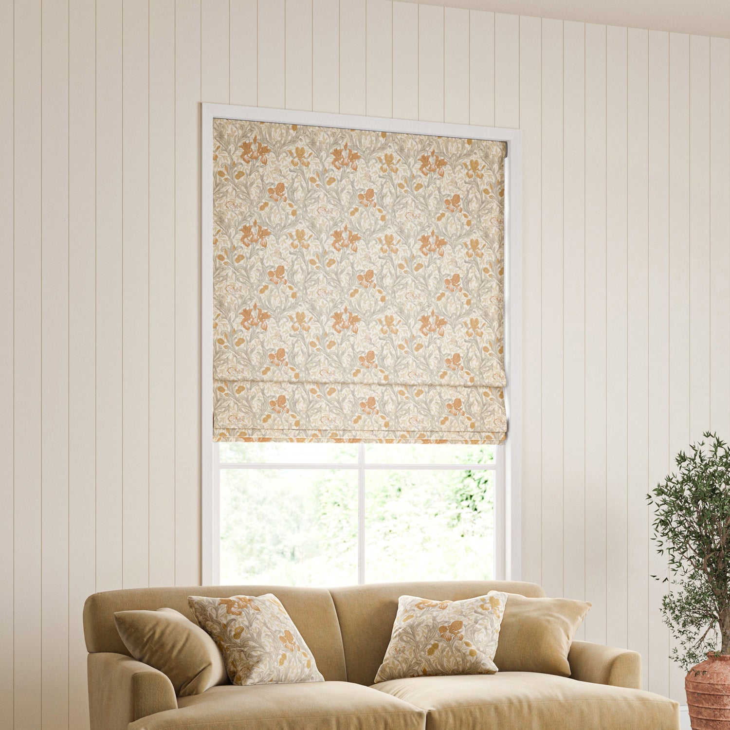William Morris Iris Made To Measure Roman Blind Honey