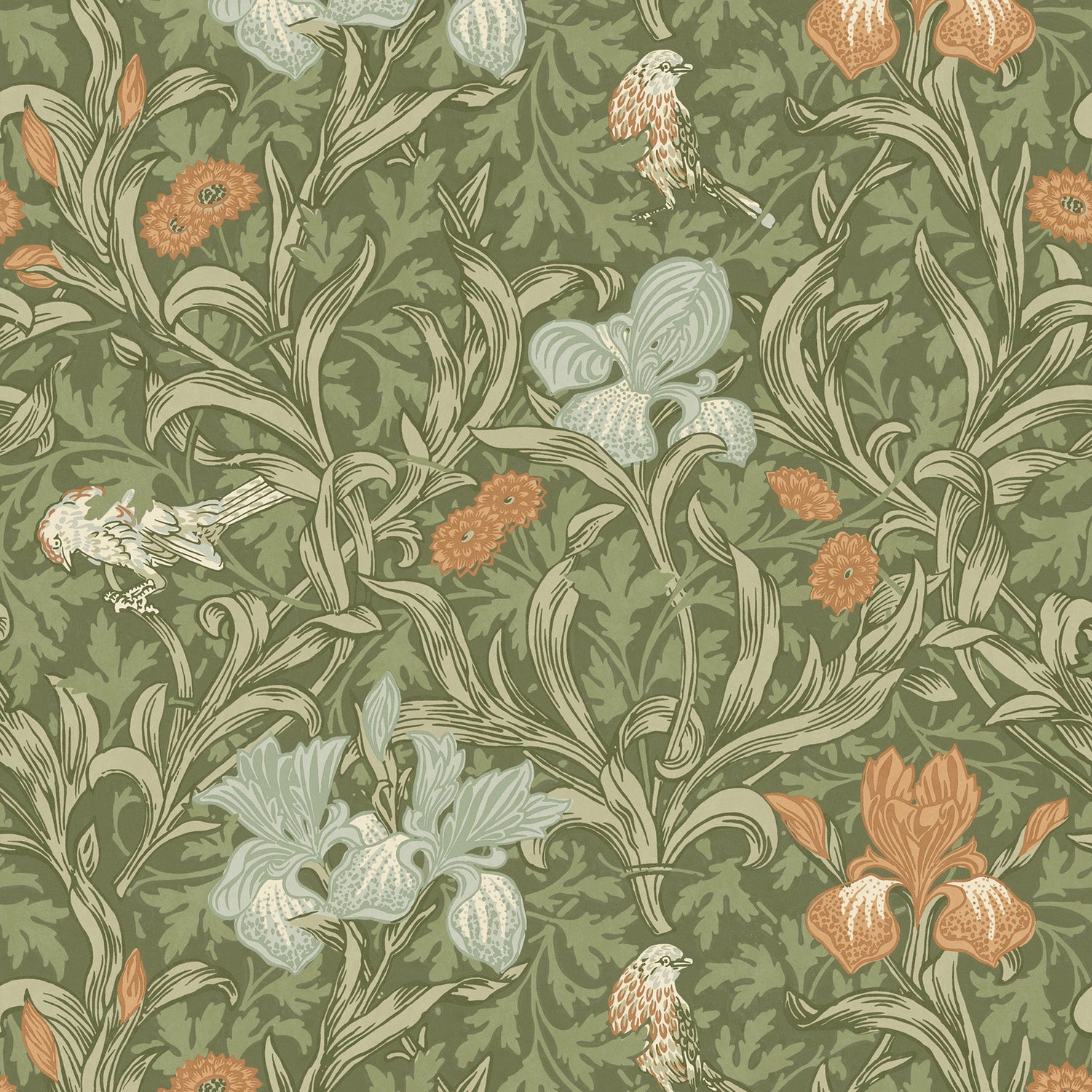 William Morris Iris Made To Measure Curtains Moss