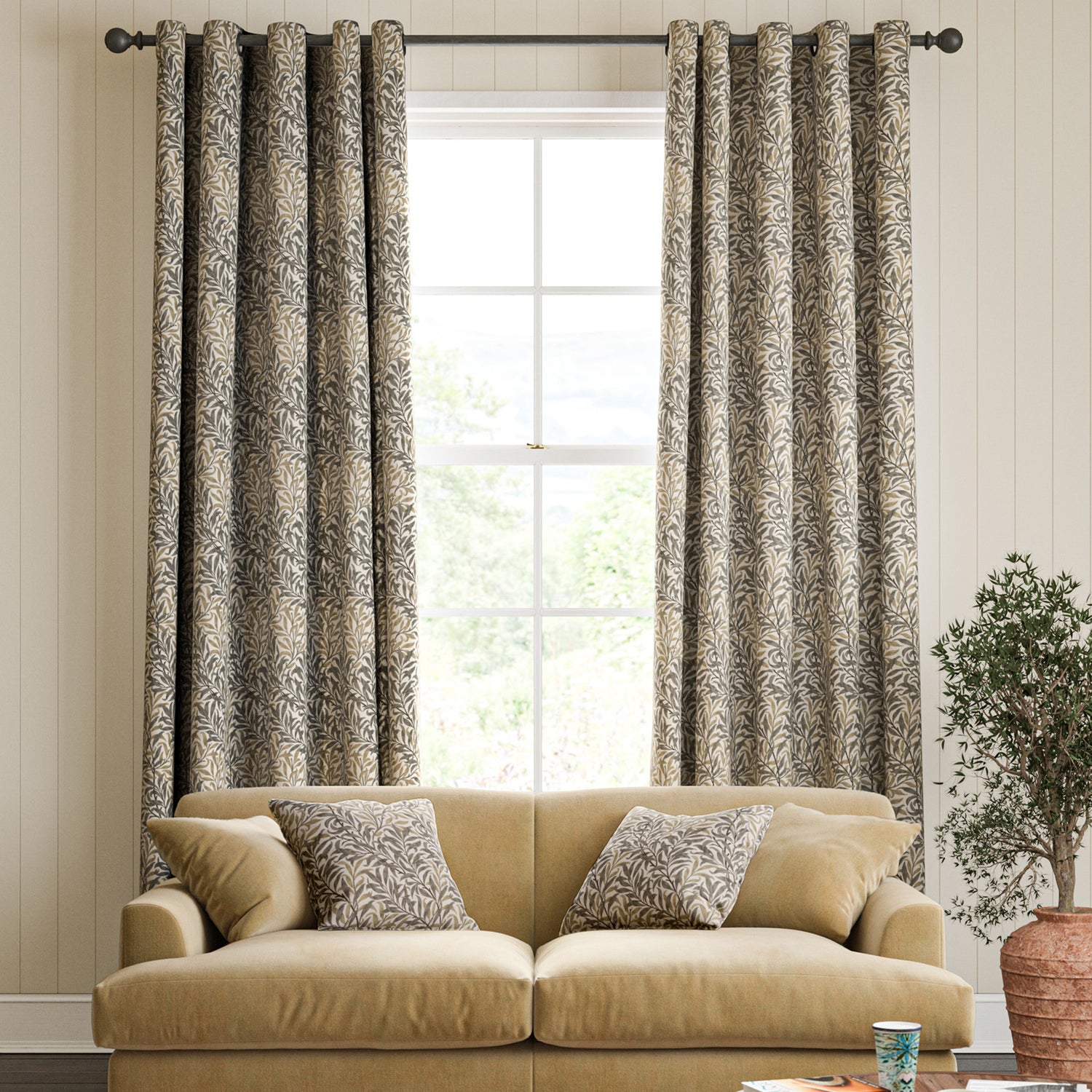 William Morris Willow Bough Made To Measure Roman Blind Flax