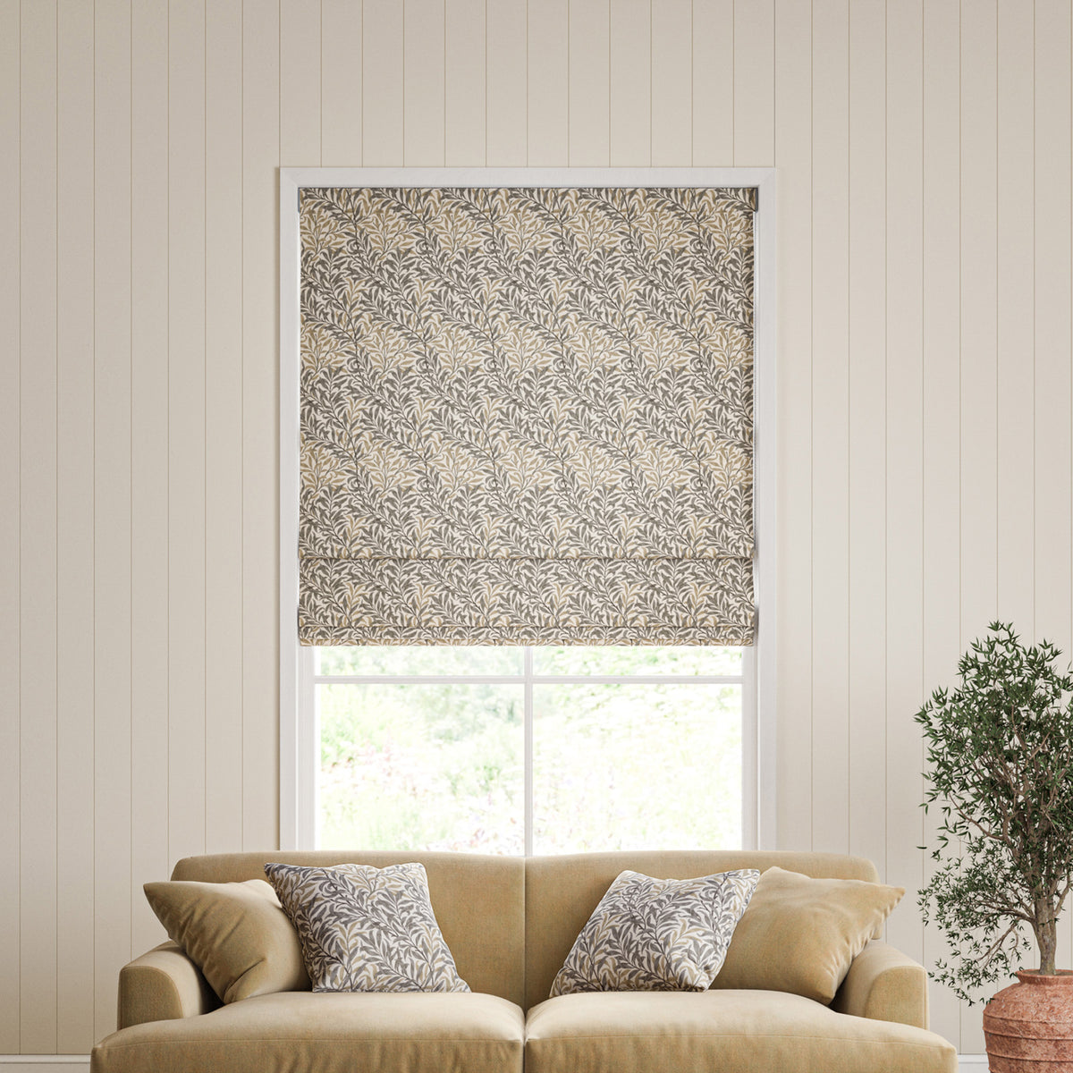 William Morris Willow Bough Made To Measure Roman Blind Flax