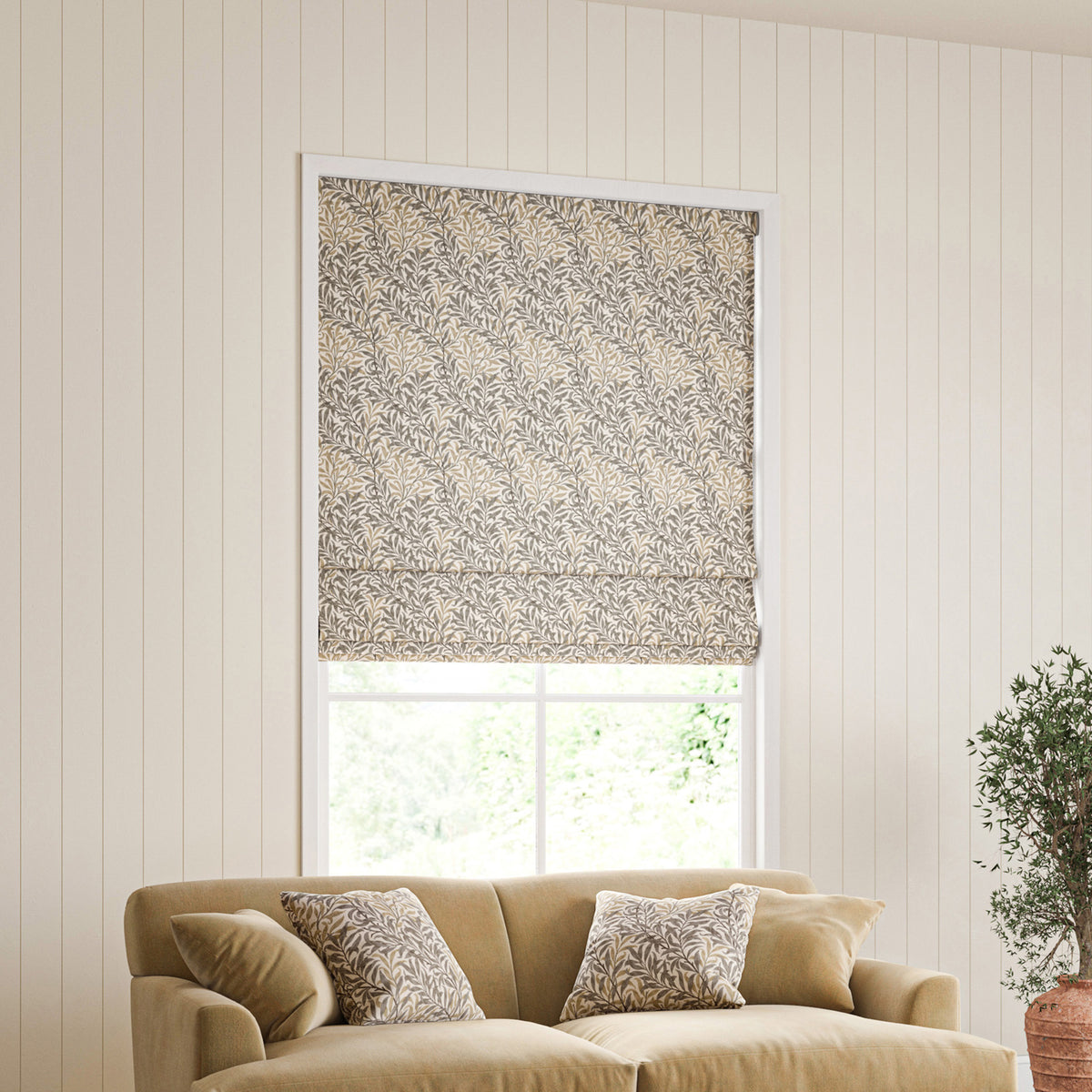 William Morris Willow Bough Made To Measure Roman Blind Flax