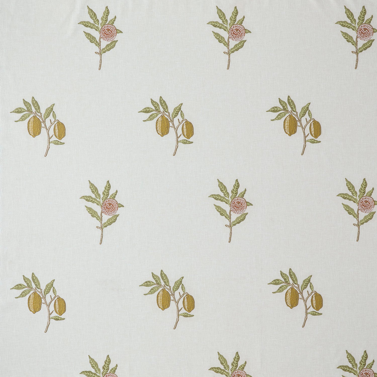 William Morris At Home Fruit Embroidered Fabric Moss