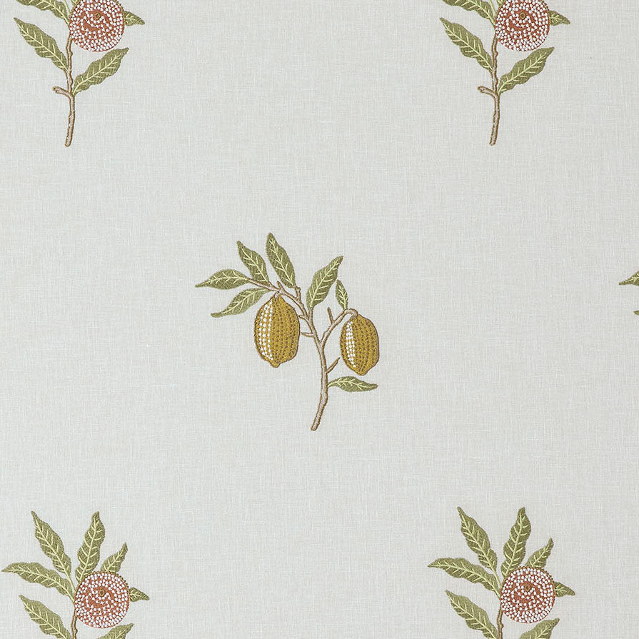 William Morris At Home Fruit Embroidered Fabric Moss