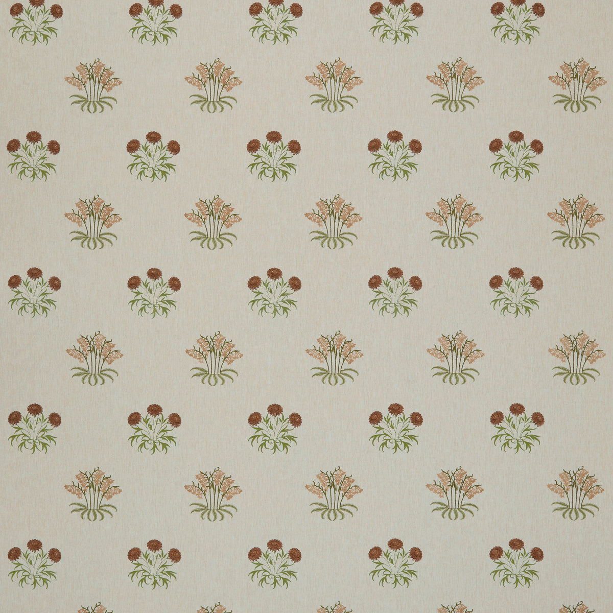 William Morris At Home Lily Flower Embroidered Fabric Madder