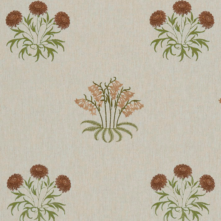 William Morris At Home Lily Flower Embroidered Fabric Madder