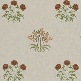William Morris At Home Lily Flower Embroidered Fabric Madder