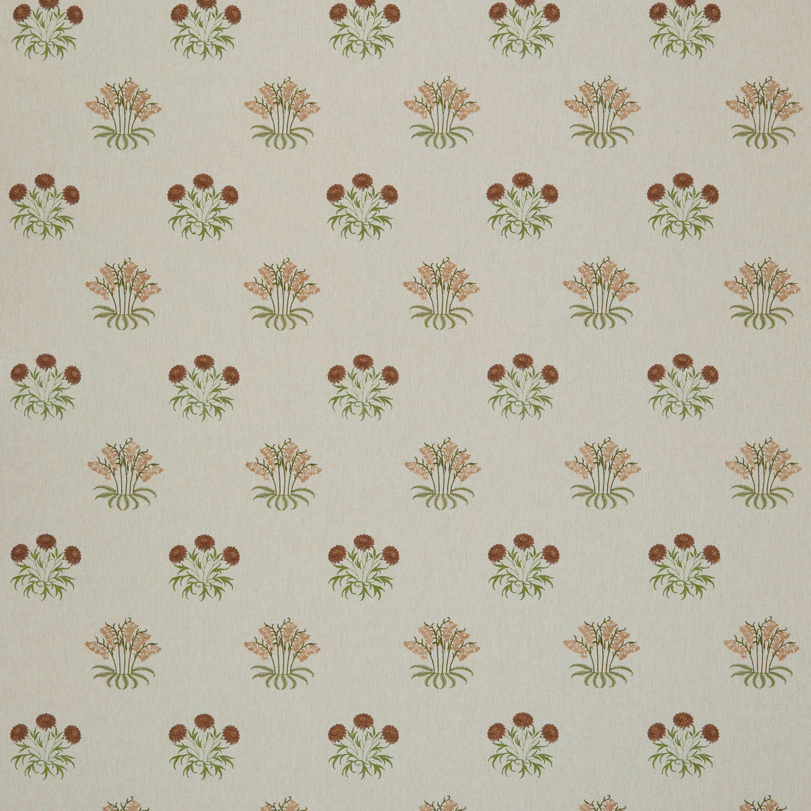 William Morris At Home Lily Flower Embroidered Fabric Madder