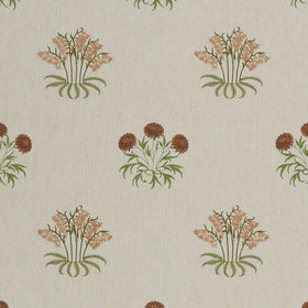 William Morris At Home Lily Flower Embroidered Fabric Madder