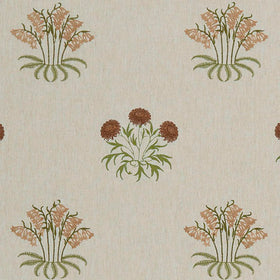 William Morris At Home Lily Flower Embroidered Fabric Madder