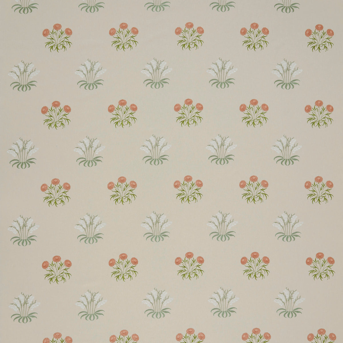 William Morris At Home Lily Flower Embroidered Fabric Nettle