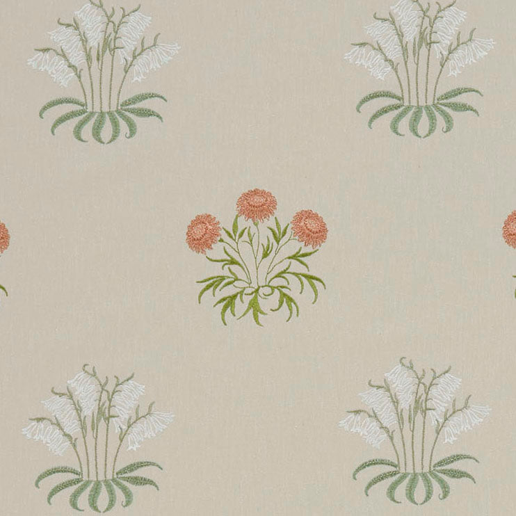 William Morris At Home Lily Flower Embroidered Fabric Nettle