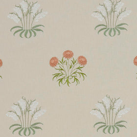 William Morris At Home Lily Flower Embroidered Fabric Nettle