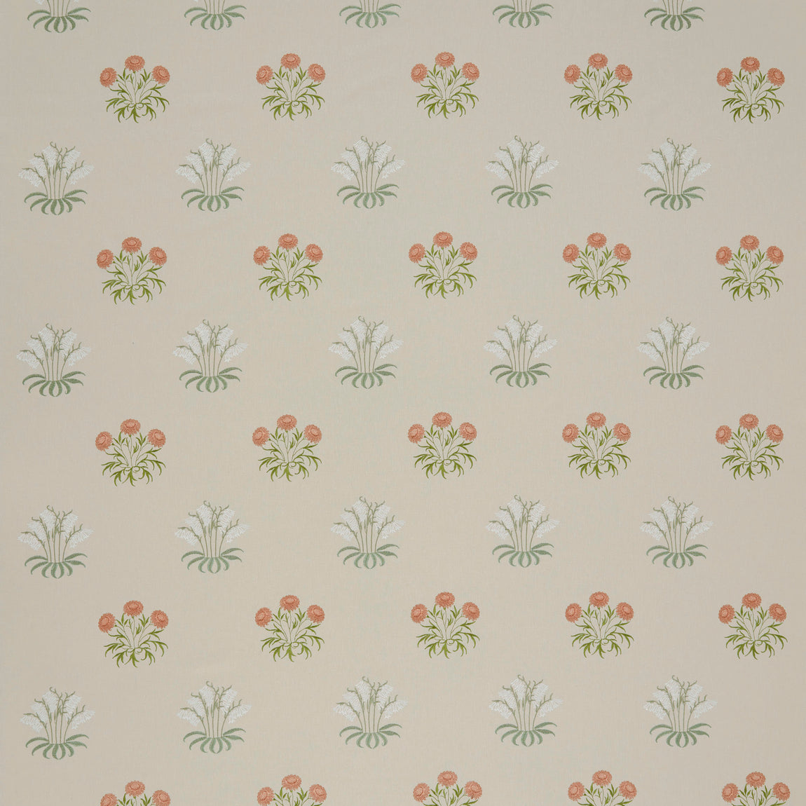 William Morris At Home Lily Flower Embroidered Fabric Nettle
