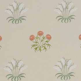 William Morris At Home Lily Flower Embroidered Fabric Nettle