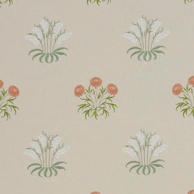 William Morris At Home Lily Flower Embroidered Fabric Nettle