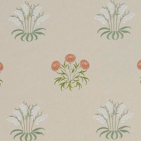 William Morris At Home Lily Flower Embroidered Fabric Nettle