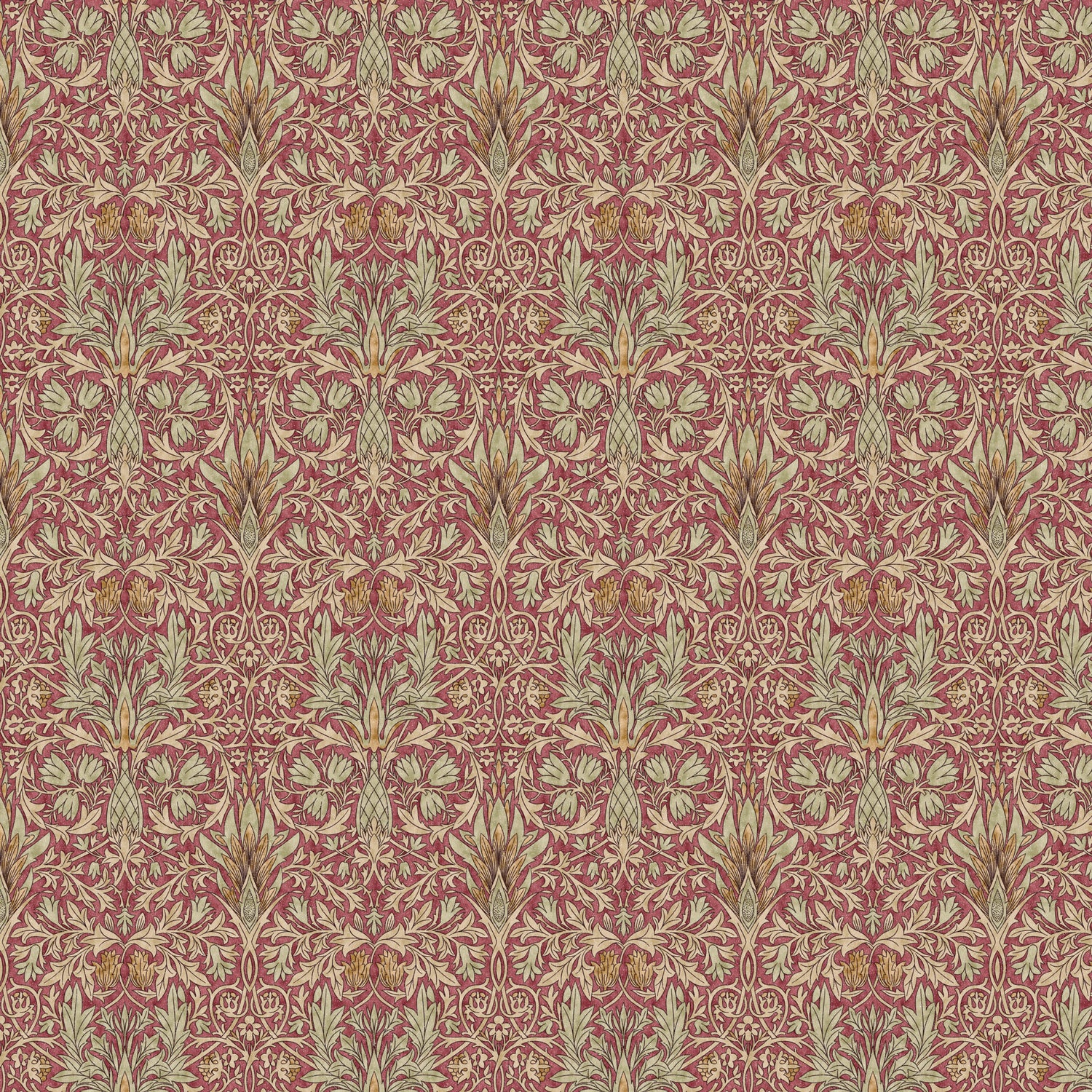 William Morris Snakeshead Digitally Printed Fabric Wine