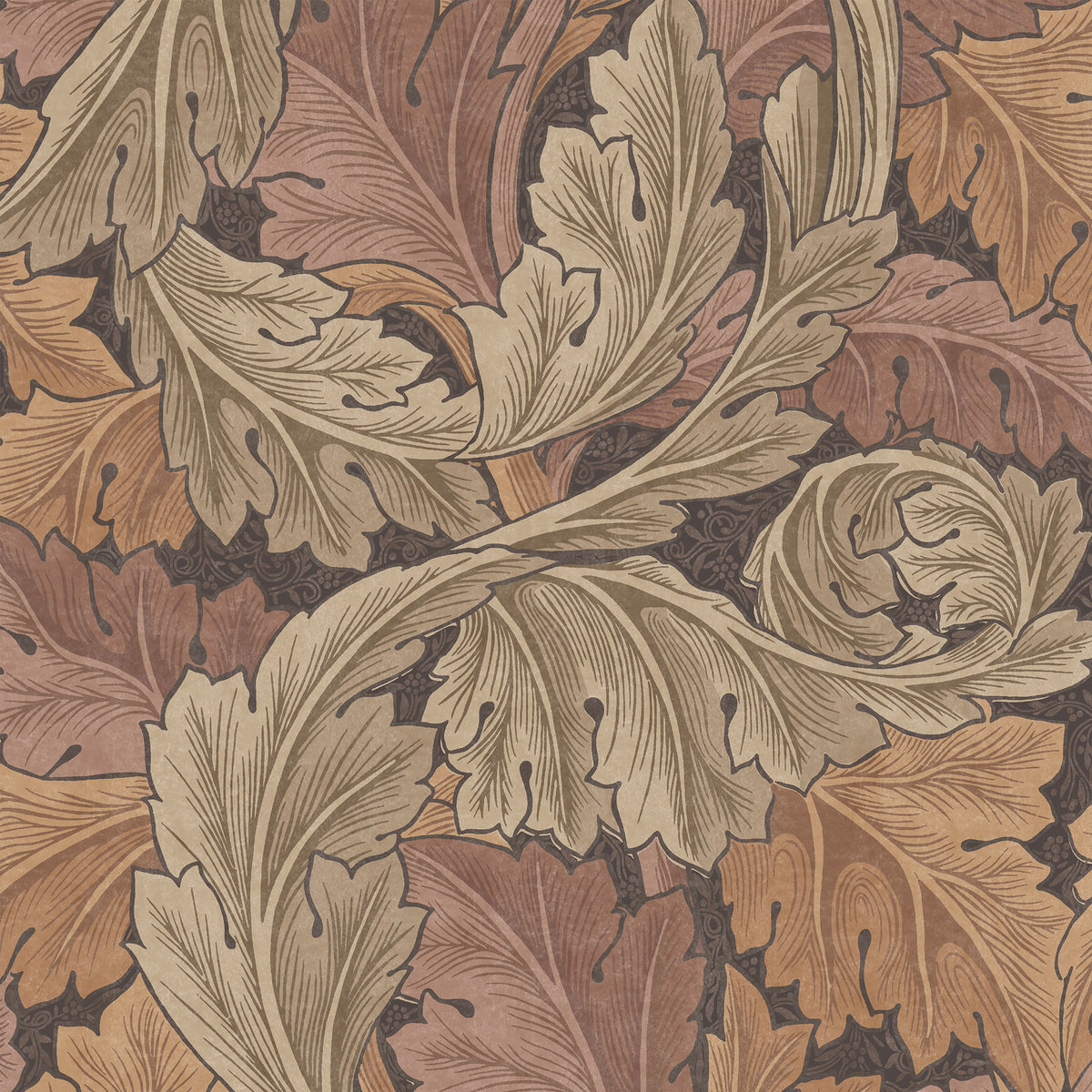 William Morris Acanthus Made to Measure Blackout Roller Blind Acorn