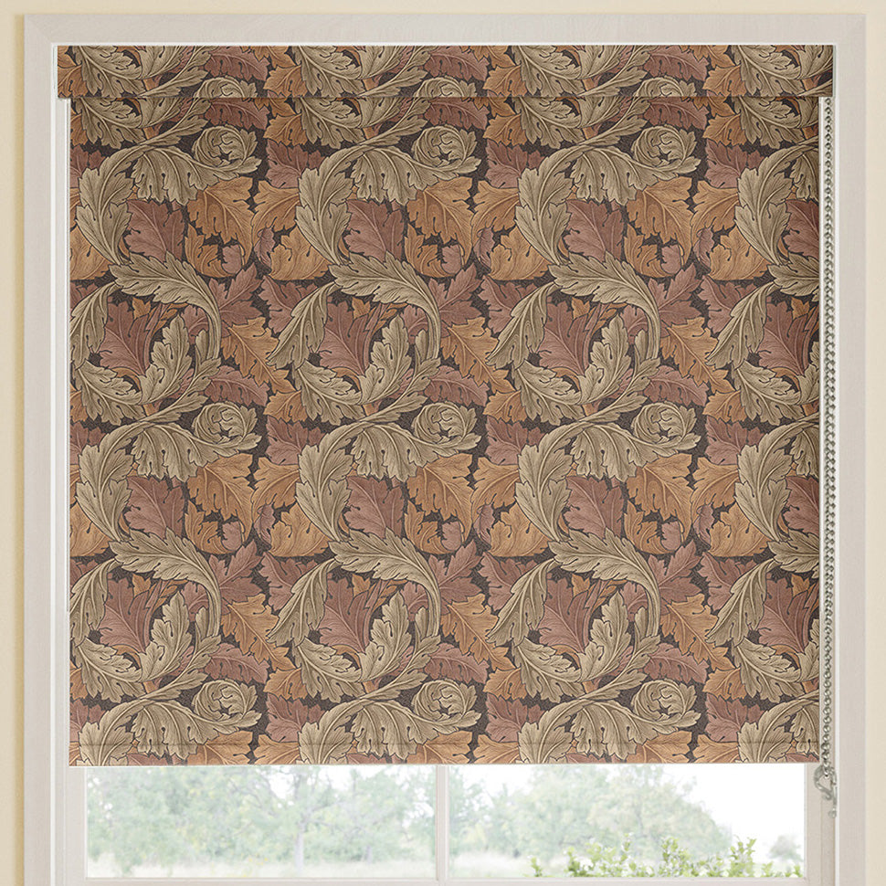 William Morris Acanthus Made to Measure Blackout Roller Blind Acorn