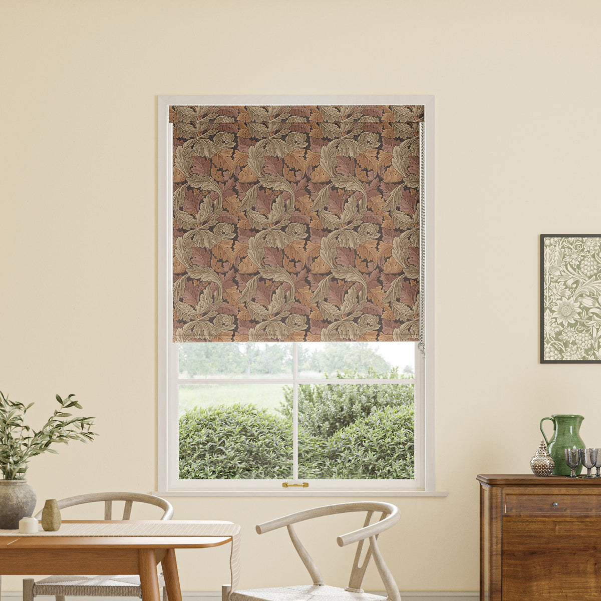 William Morris Acanthus Made to Measure Blackout Roller Blind Acorn