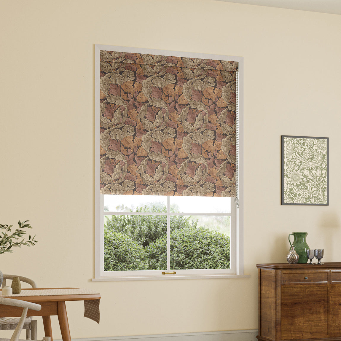 William Morris Acanthus Made to Measure Blackout Roller Blind Acorn