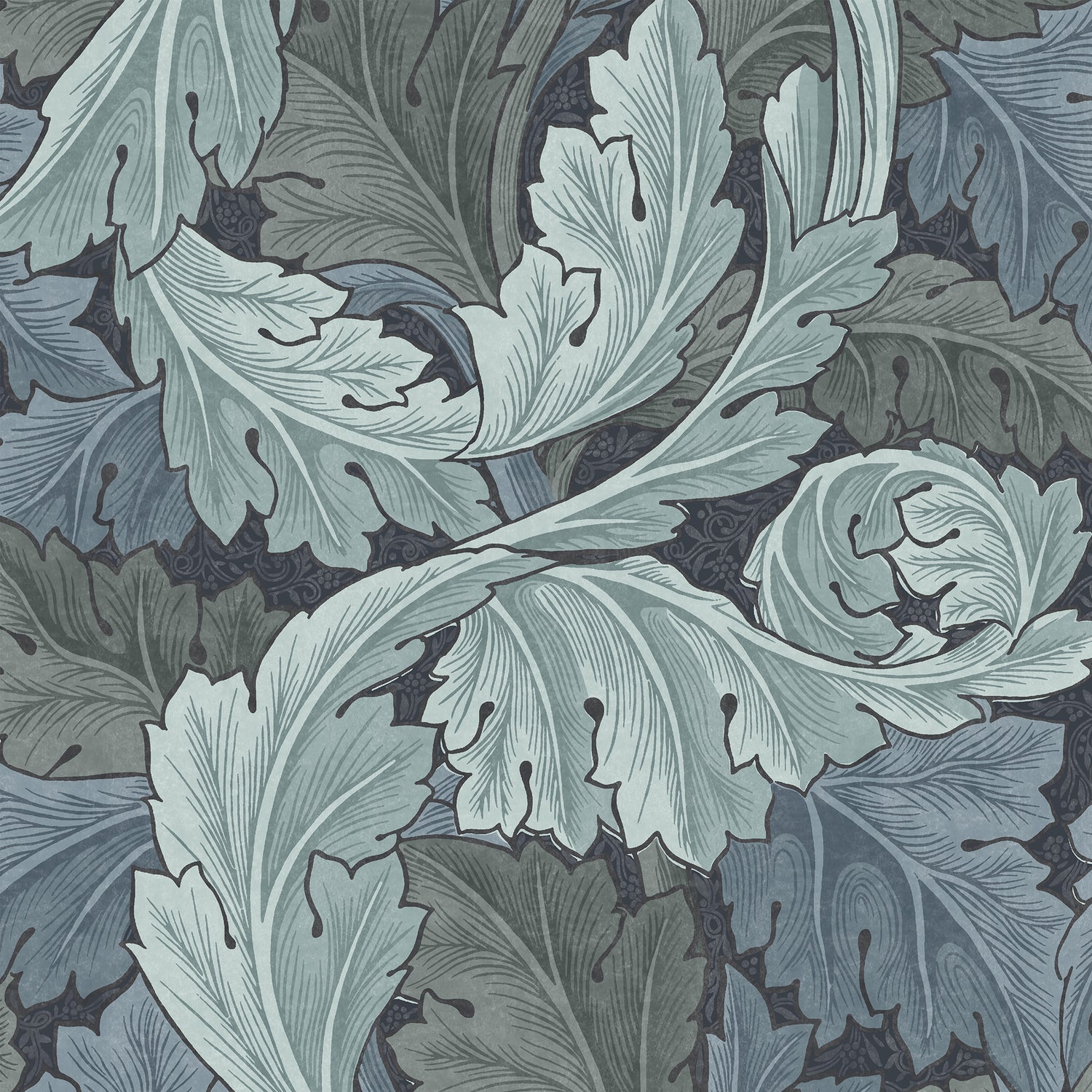 William Morris Acanthus Made to Measure Blackout Roller Blind Indigo