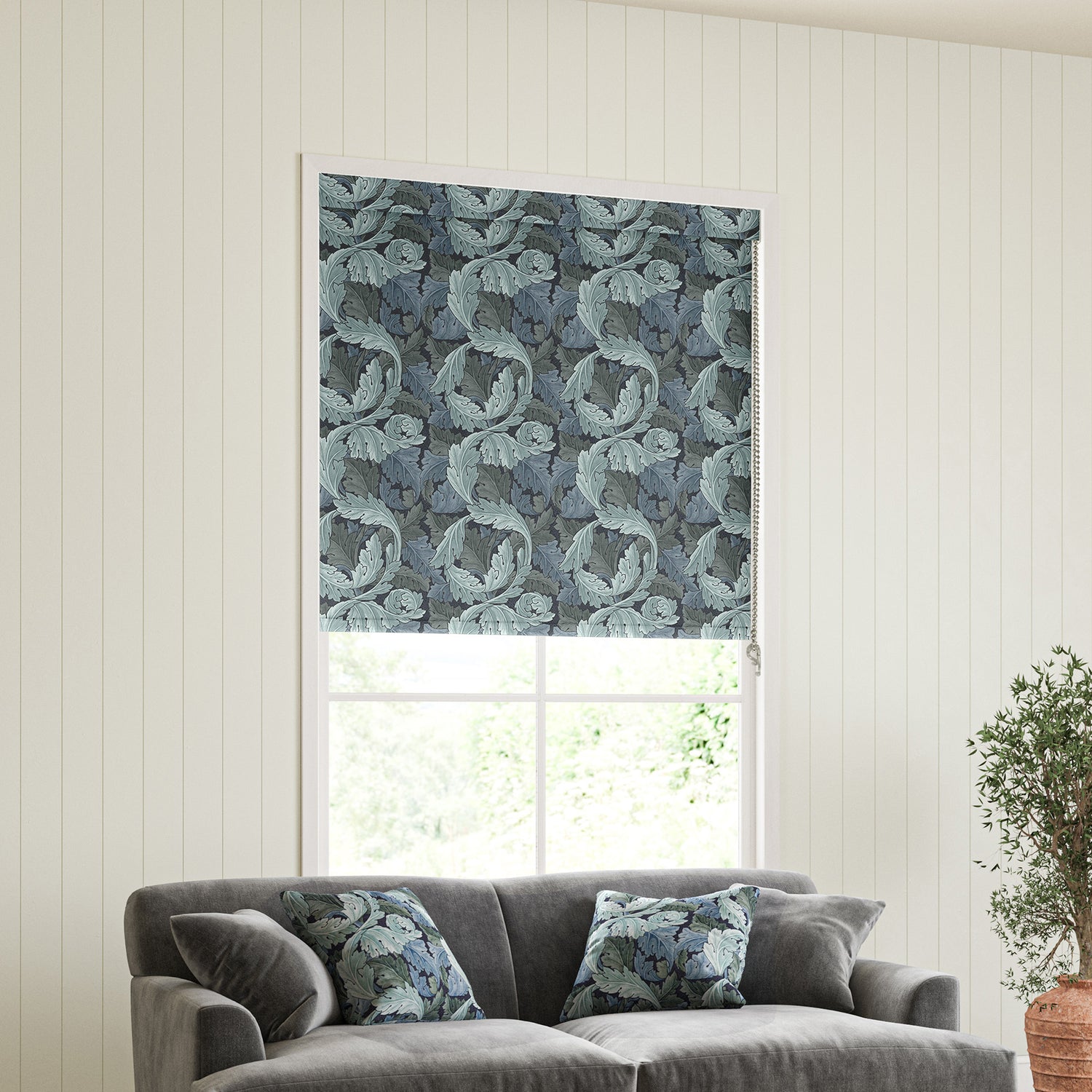William Morris Acanthus Made to Measure Blackout Roller Blind Indigo