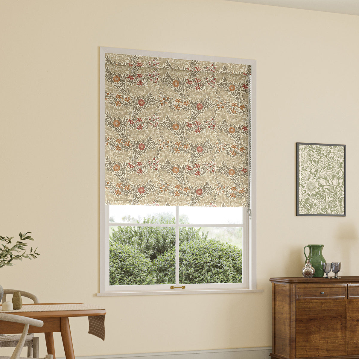 William Morris Larkspur Translucent Made to Measure Roller Blind Acorn