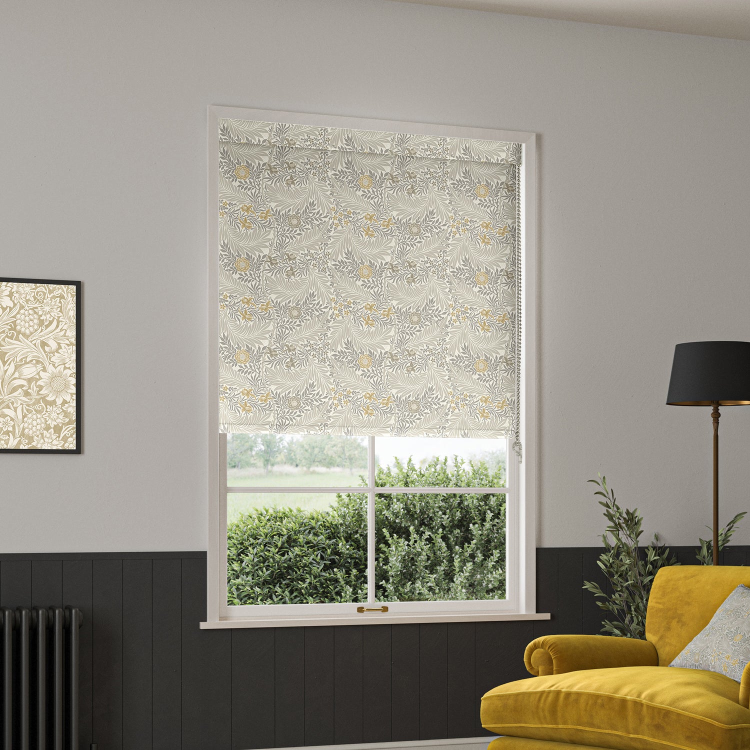 William Morris Larkspur Made to Measure Blackout Roller Blind Flint