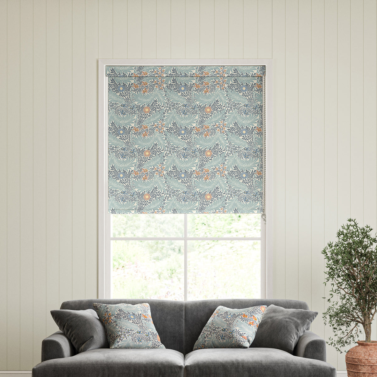 William Morris Larkspur Translucent Made to Measure Roller Blind Woad