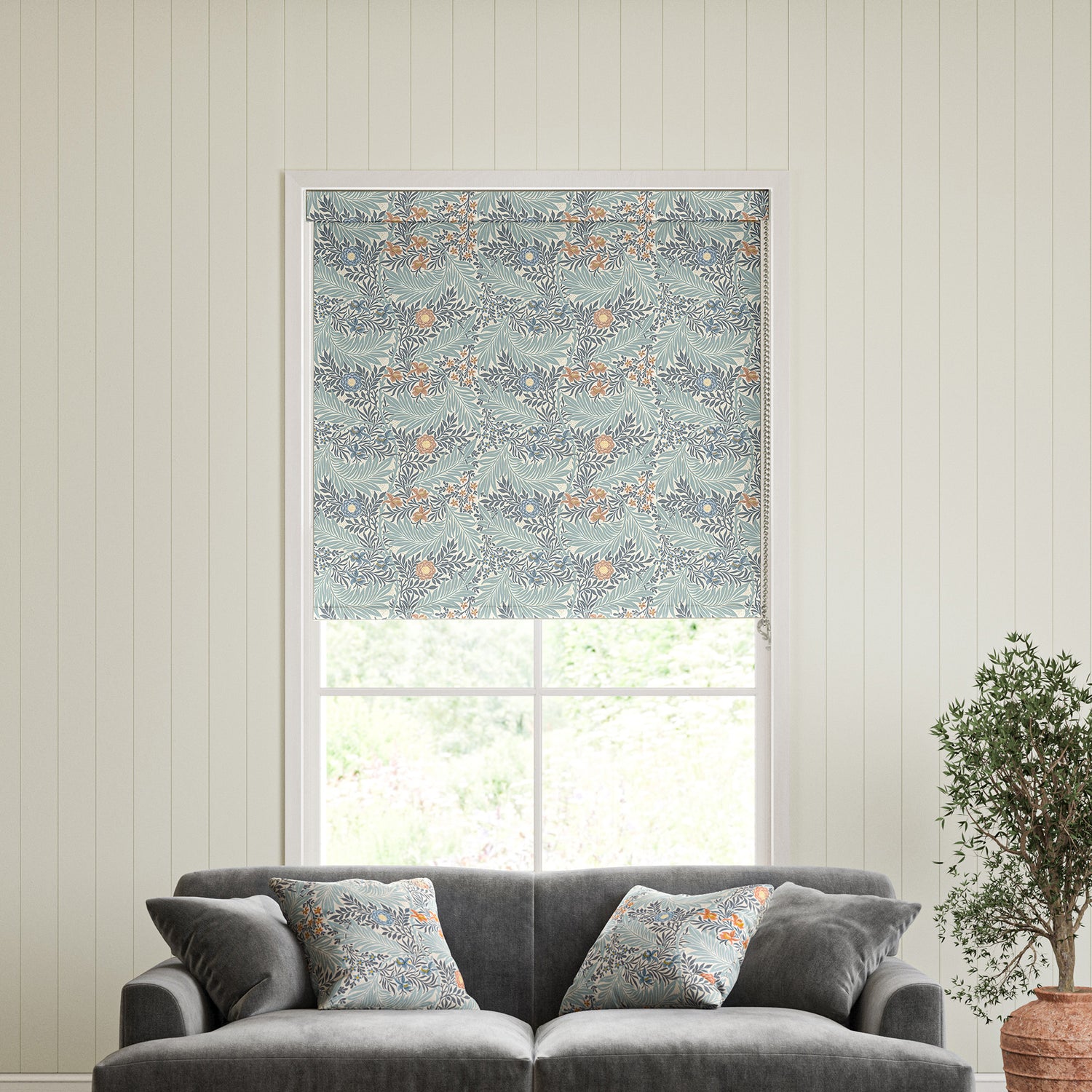 William Morris Larkspur Made to Measure Blackout Roller Blind Woad