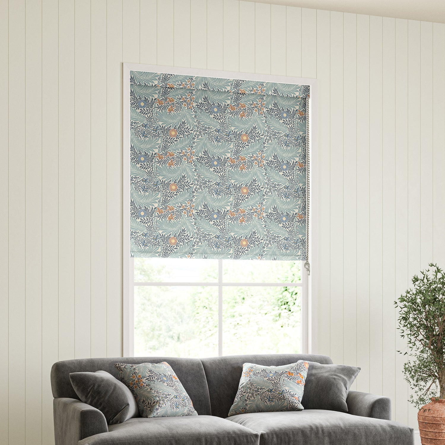 William Morris Larkspur Translucent Made to Measure Roller Blind Woad