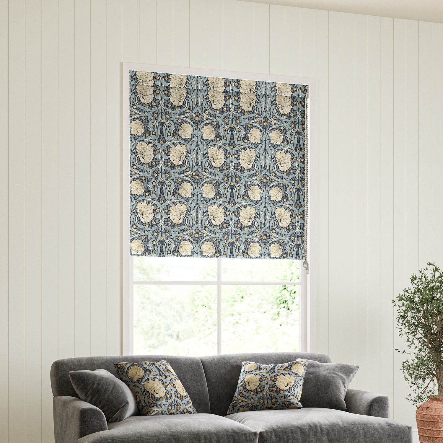William Morris Pimpernel Made to Measure Blackout Roller Blind Indigo