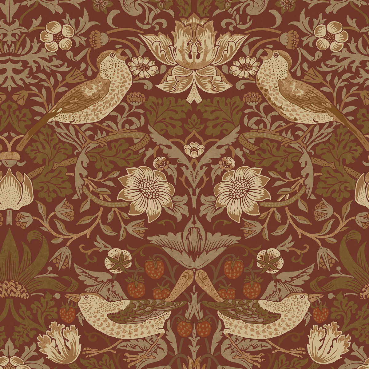 William Morris Strawberry Thief Made to Measure Blackout Roller Blind Acorn