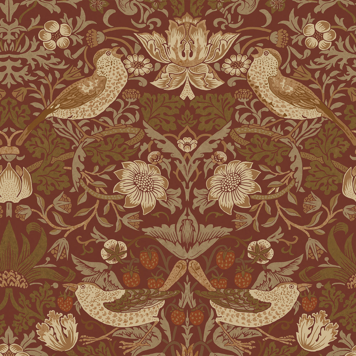 William Morris Strawberry Thief Made to Measure Blackout Roller Blind Acorn