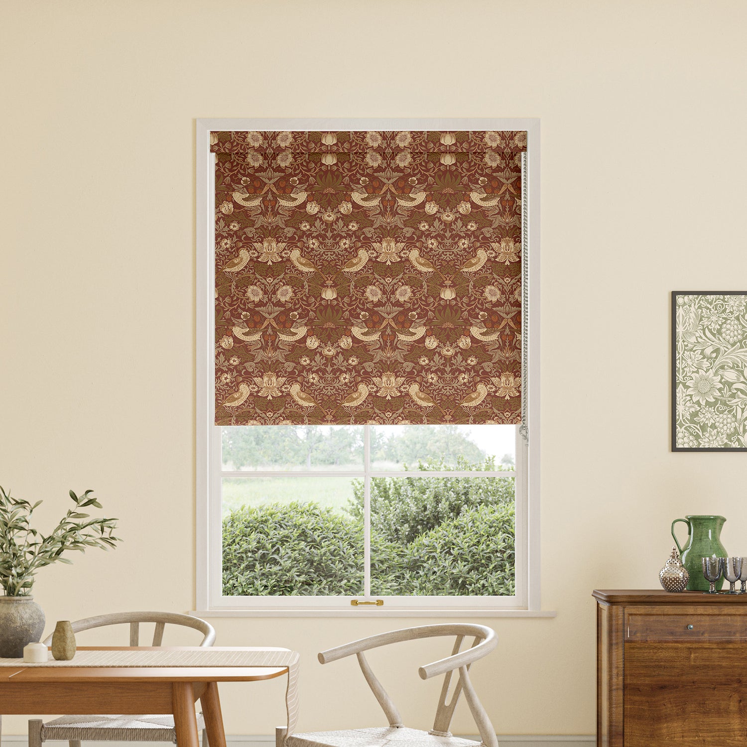 William Morris Strawberry Thief Translucent Made to Measure Roller Blind Acorn