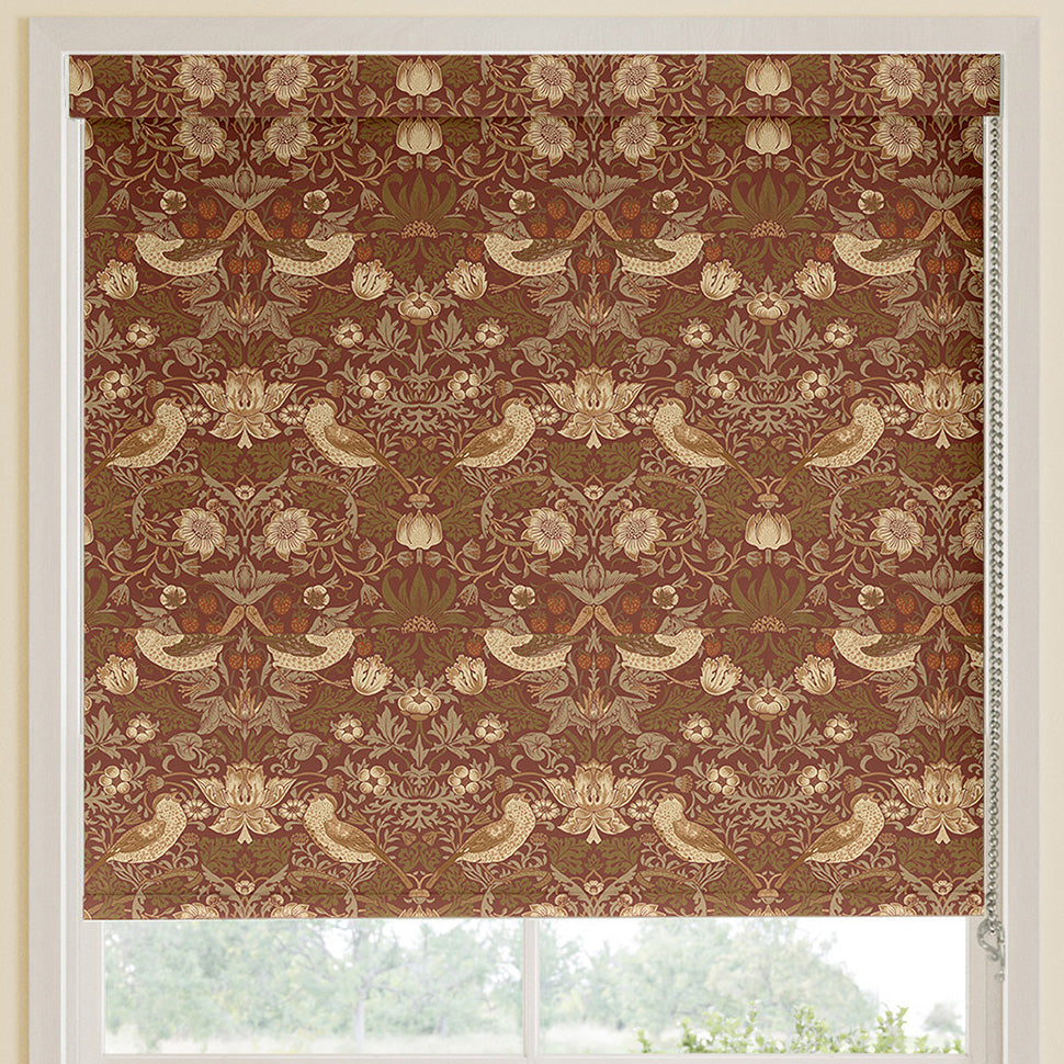 William Morris Strawberry Thief Translucent Made to Measure Roller Blind Acorn