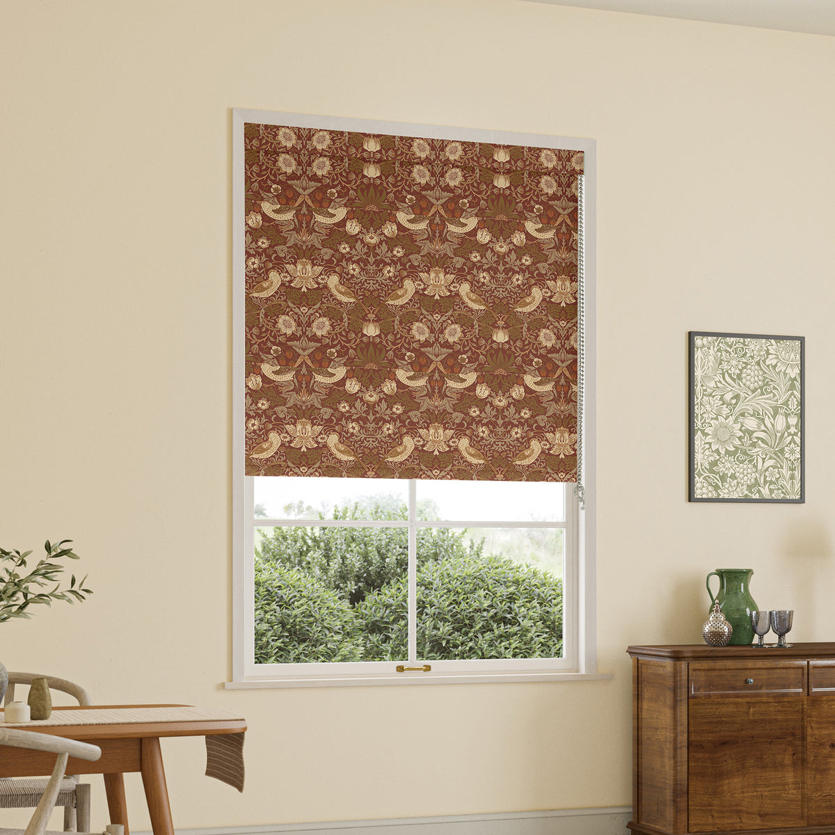 William Morris Strawberry Thief Made to Measure Blackout Roller Blind Acorn