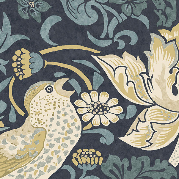 William Morris Strawberry Thief Made to Measure Blackout Roller Blind Indigo