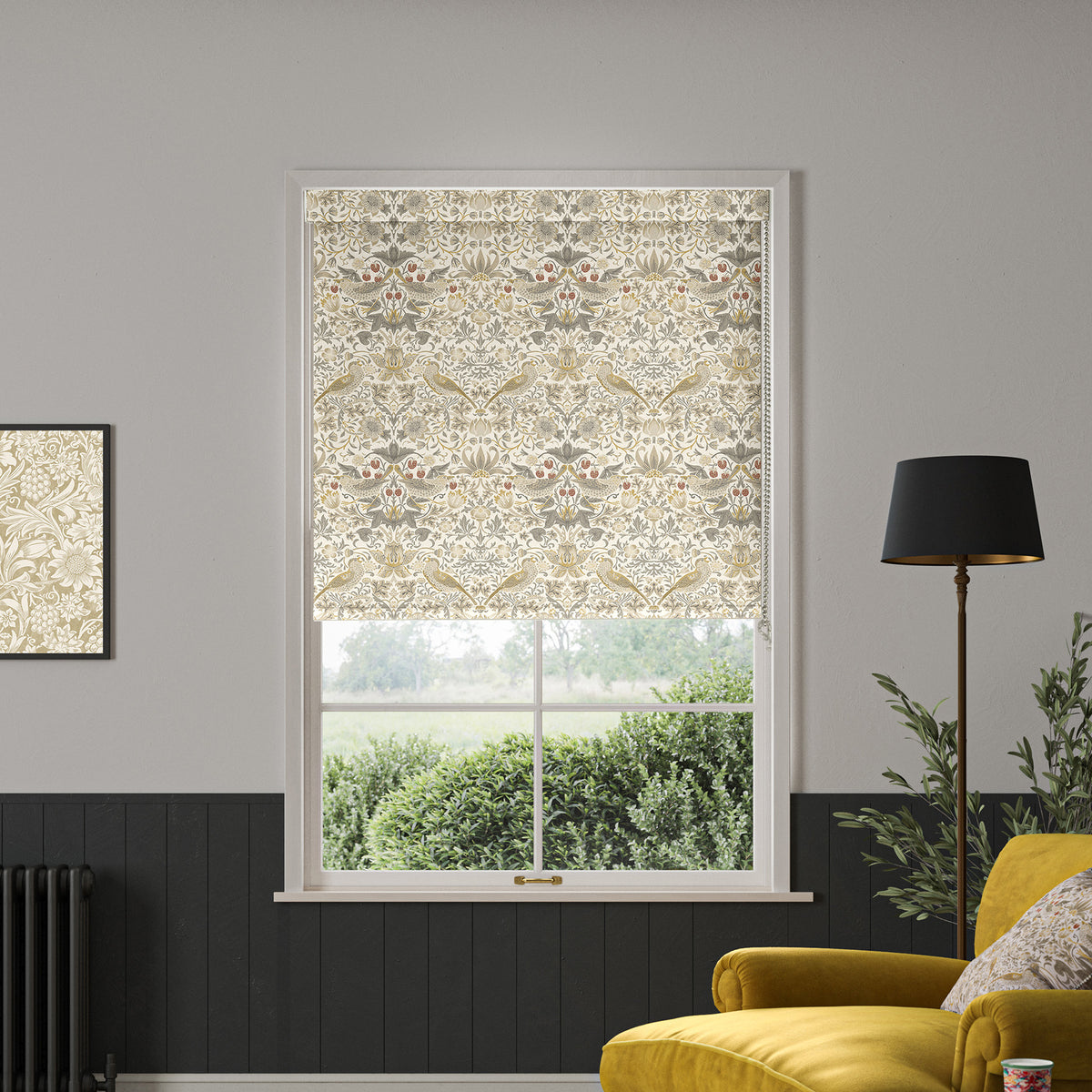 William Morris Strawberry Thief Translucent Made to Measure Roller Blind Ochre