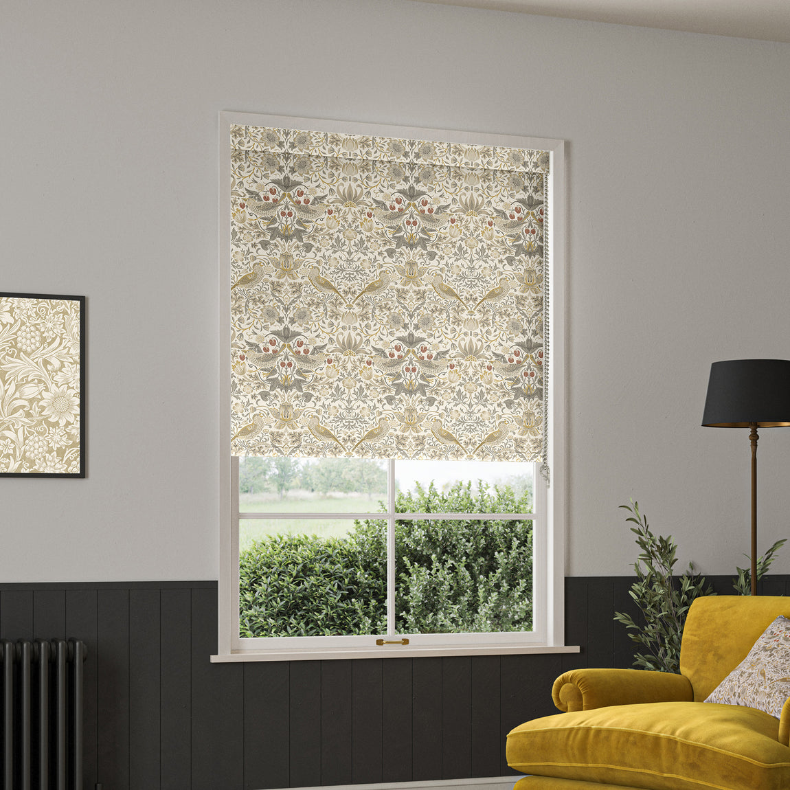 William Morris Strawberry Thief Translucent Made to Measure Roller Blind Ochre
