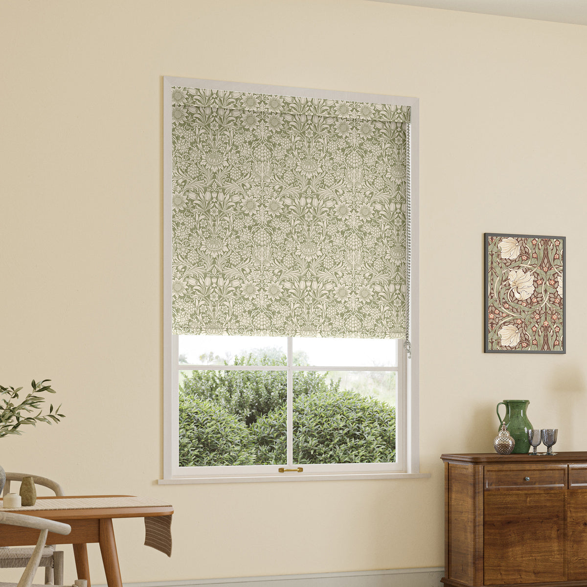 William Morris Sunflower Translucent Made to Measure Roller Blind Artichoke