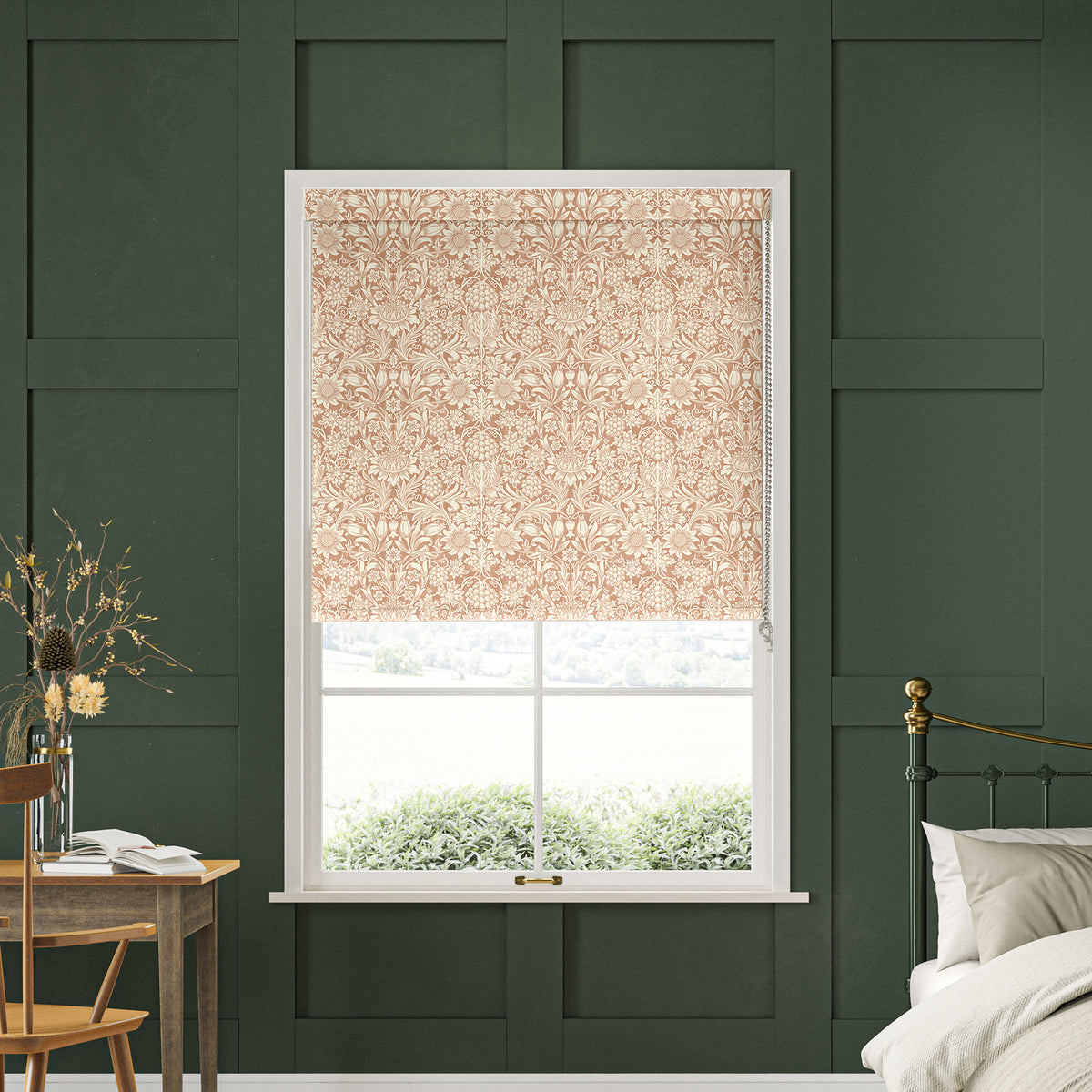 William Morris Sunflower Translucent Made to Measure Roller Blind Madder