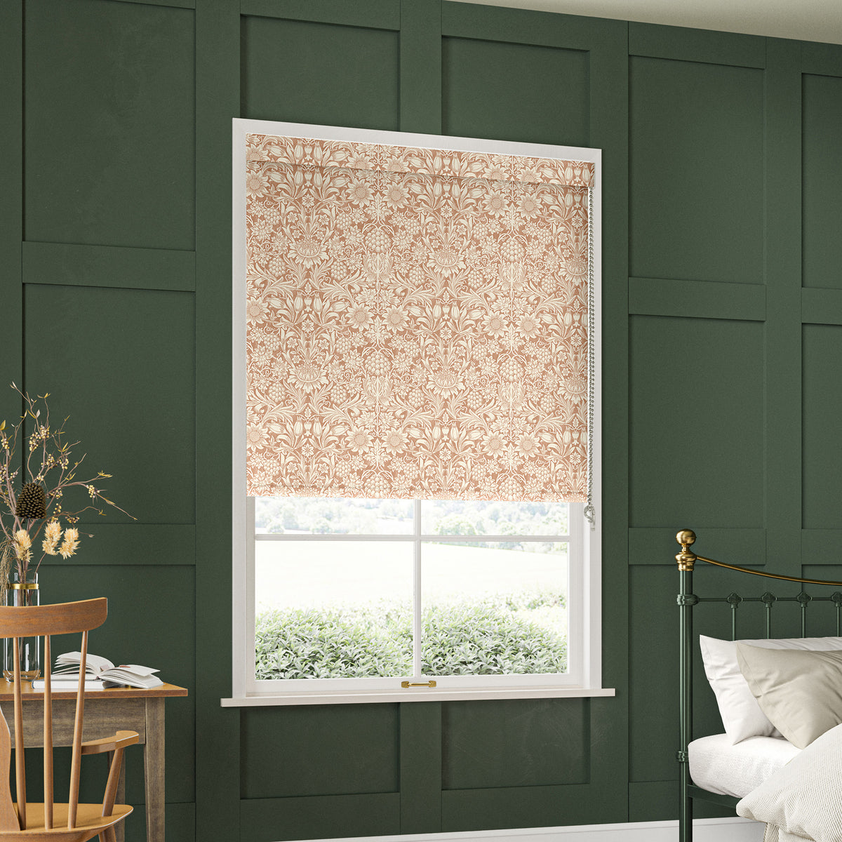 William Morris Sunflower Translucent Made to Measure Roller Blind Madder